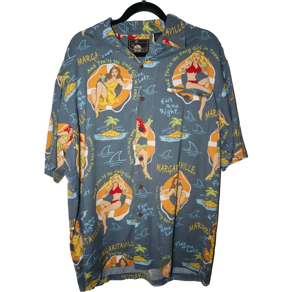 SOLD: Margaritaville Hawaiian Shirt “And You’re the Only Girl in Town!” — Size L
